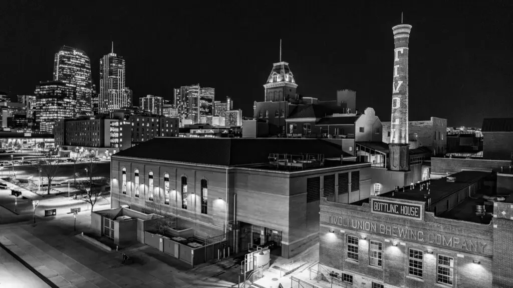 Downtown Denver at Night-Black and White HDR