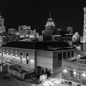 Downtown Denver at Night-Black and White HDR